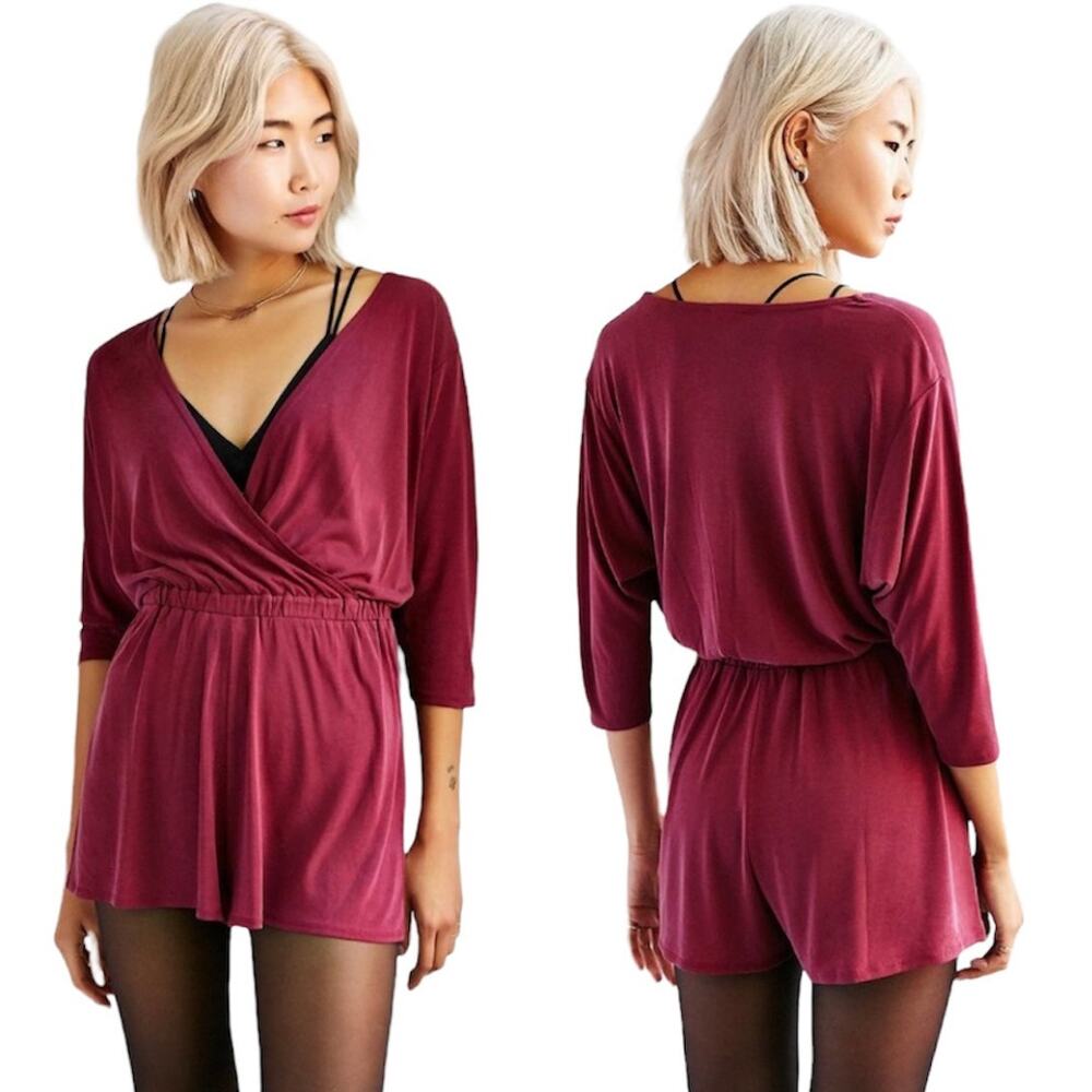 Silence + Noise | Tangled Up Maroon Red Soft Lightweight Loose Romper Coverup